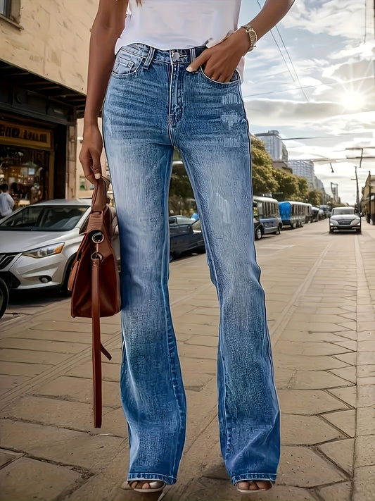 Women's High-Waisted Stretch Skinny Flare Jeans - Vintage Street Style